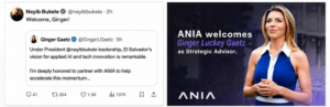 Ginger Luckey Gaetz se incorpora a la ANIA para fortalecer la estrategia de inteligencia artificial en El Salvador